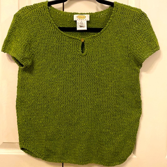 Talbots Sweaters - Talbots Petites size Small green keyhole neck short-sleeve sweater